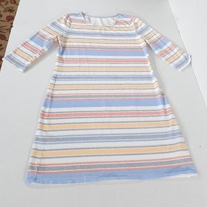 Hiho 3/4 Sleeve Striped T-Shirt Dress